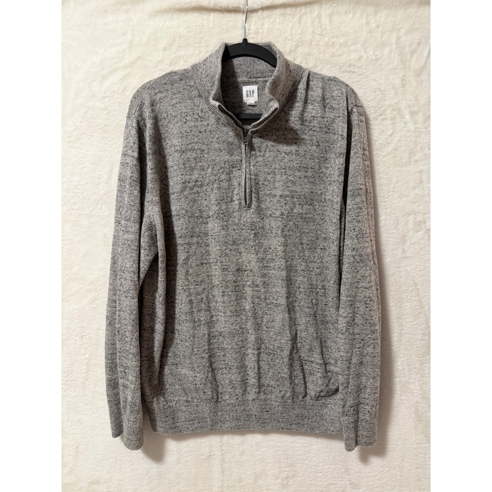 Gap Mens XL Gray Marl Quarter Zip Pullover Sweater Mock Neck Knit 514655-01